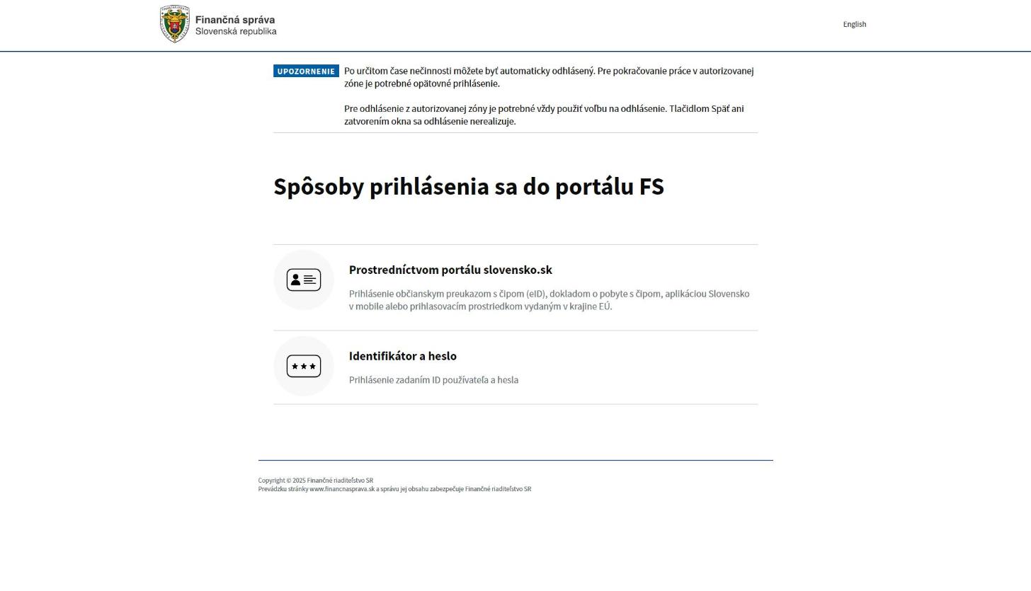 Spôsoby prihlásenia do portálu FS — eID / Slovensko v mobile